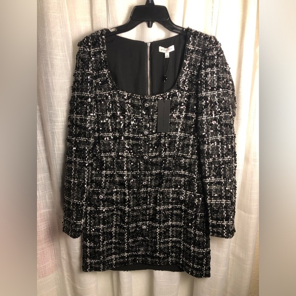 Gianni Bini Black and White Sequin Tweed Dress size 6 NWT - Picture 3 of 16
